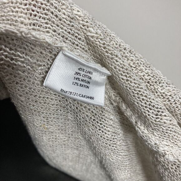 Eileen Fisher Sweater Top Womens S Long Sleeve Linen Cotton Natural Slub Knit - Picture 8 of 12